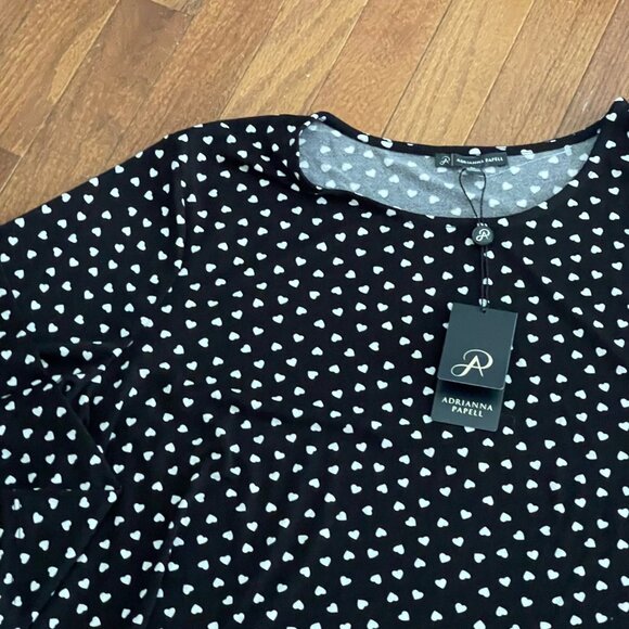 New Adrianna Papell Plus Black and Ivory Heart Print Blouse Size 3X - Picture 16 of 16